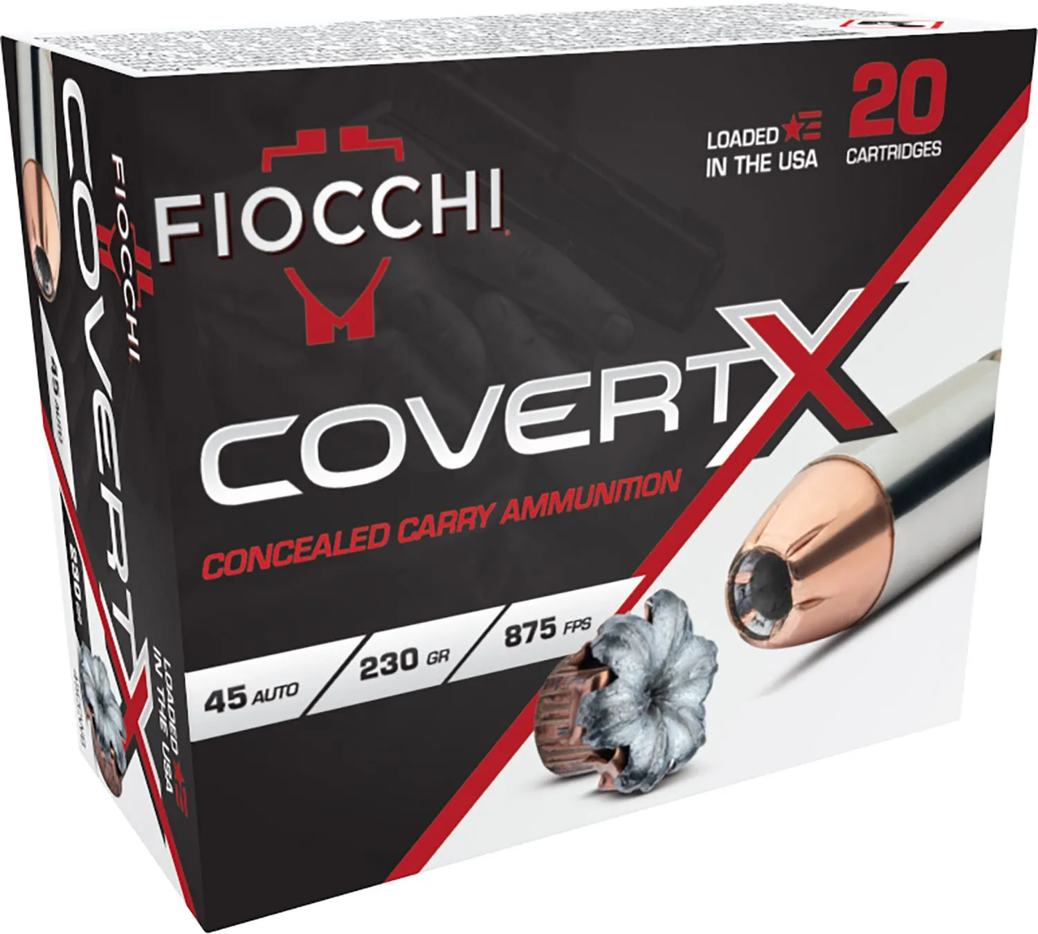 Fiocchi CovertX Nickel Plated Brass .45 ACP 230 Grain 20-Rounds JHP