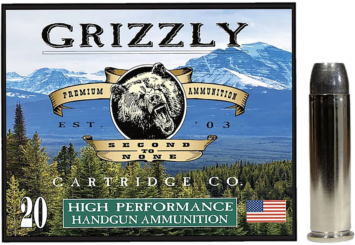 Grizzly Ammunition .357 Mag 180 Grain 20-Rounds Wide Flat Nose Gas Check