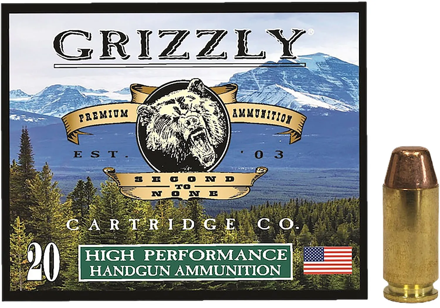Grizzly Handgun Ammunition .40 SW 200 Grain 20-Rounds FMJFP