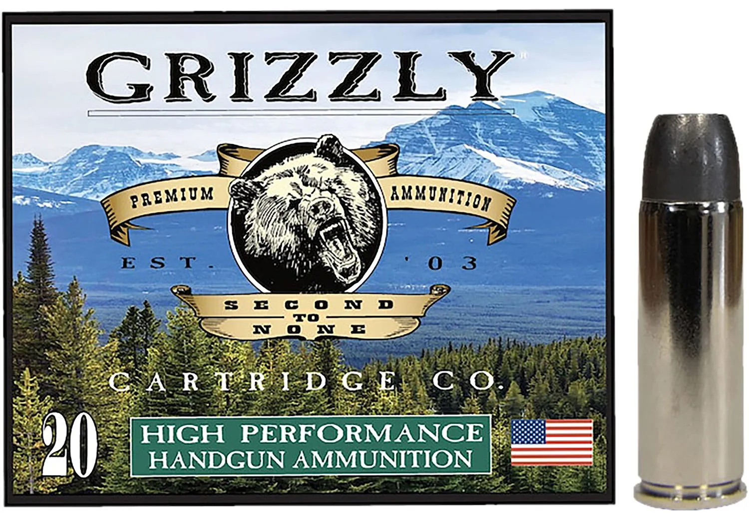 Grizzly Handgun Ammunition .45 Colt +P 335 Grain 20-Rounds WLNGC