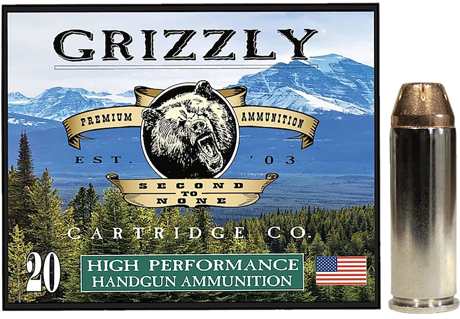Grizzly Handgun Ammunition .45 Colt +P 225 Grain 20-Rounds JHP