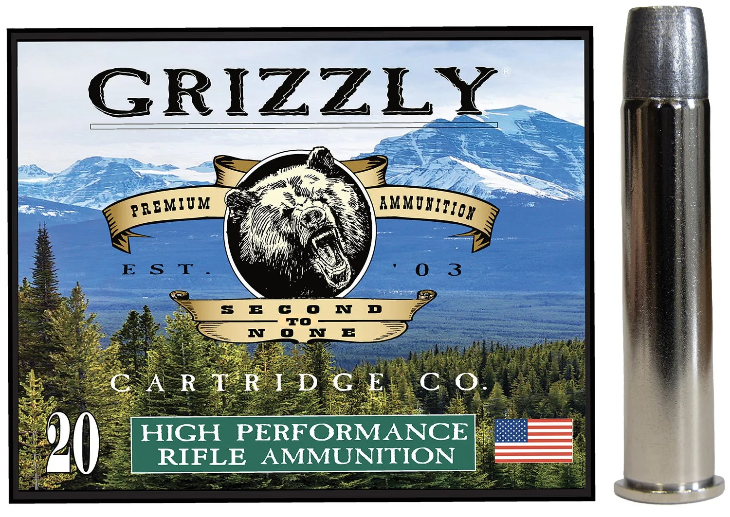 Grizzly Rifle Ammunition .45-70 Gov +P 405 Grain 20-Rounds WLNGC