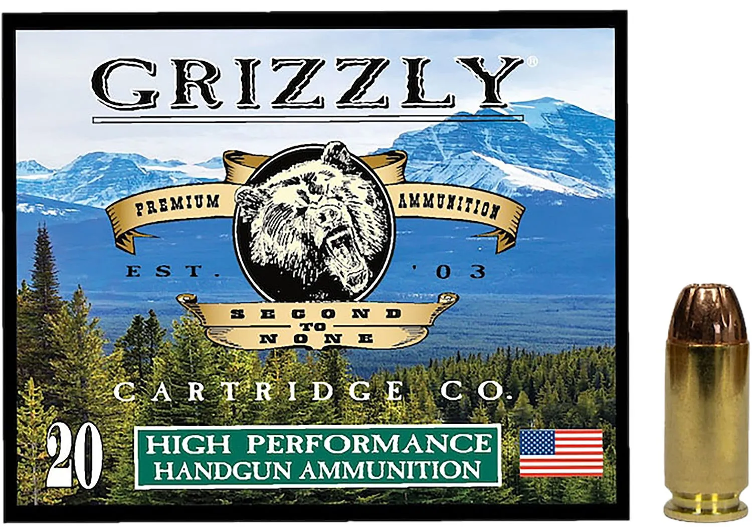 Grizzly Handgun Ammunition .40 SW 200 Grain 20-Rounds JHP