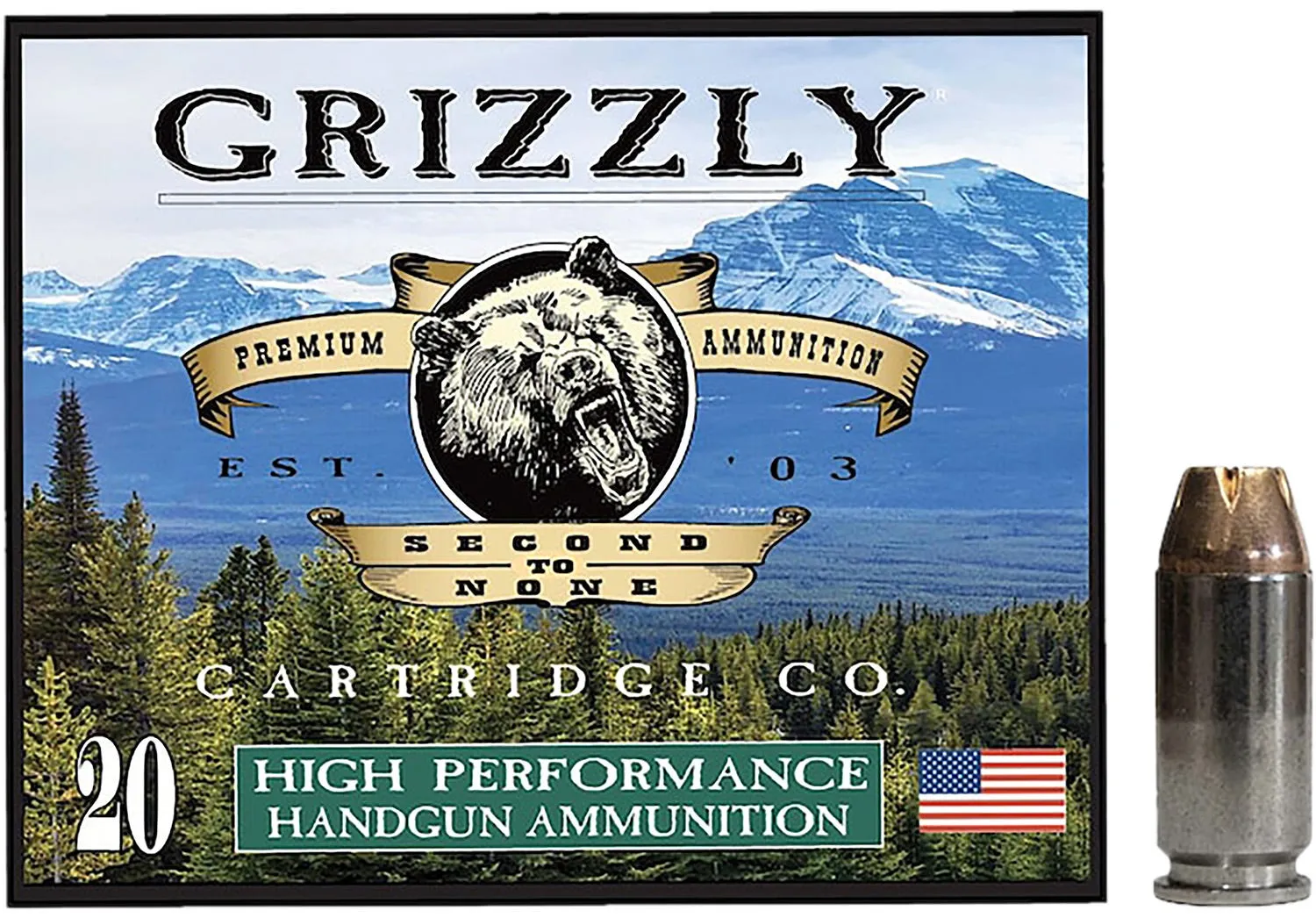Grizzly Handgun Ammunition .40 SW 180 Grain 20-Rounds JHP