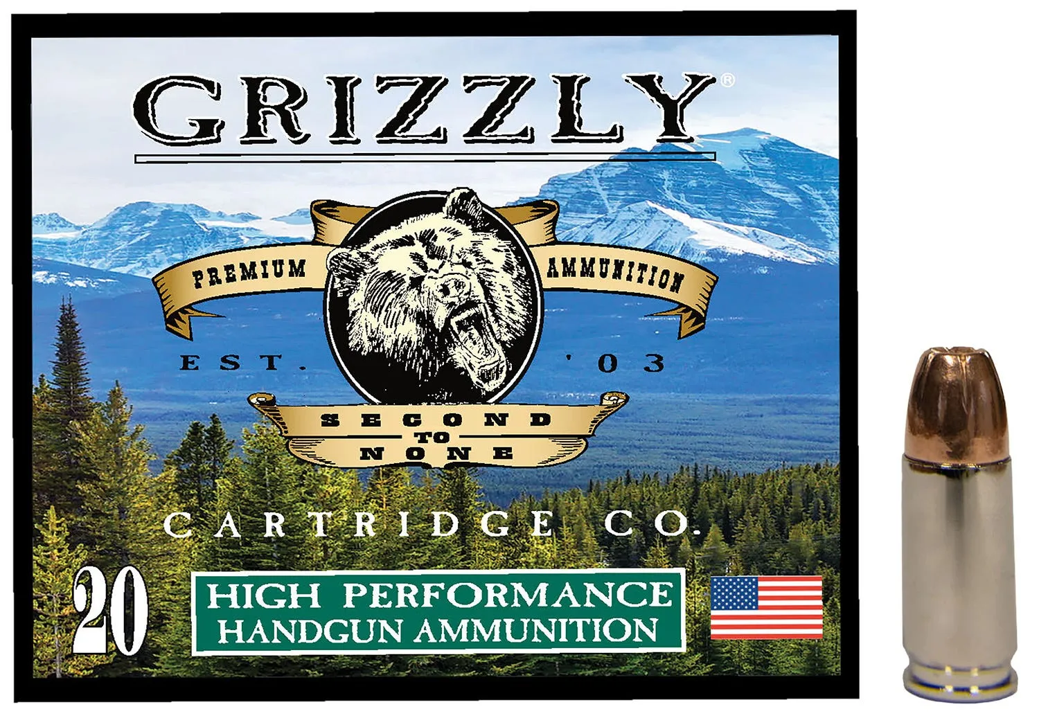 Grizzly Handgun Ammunition 9mm 115 Grain 20-Rounds JHP