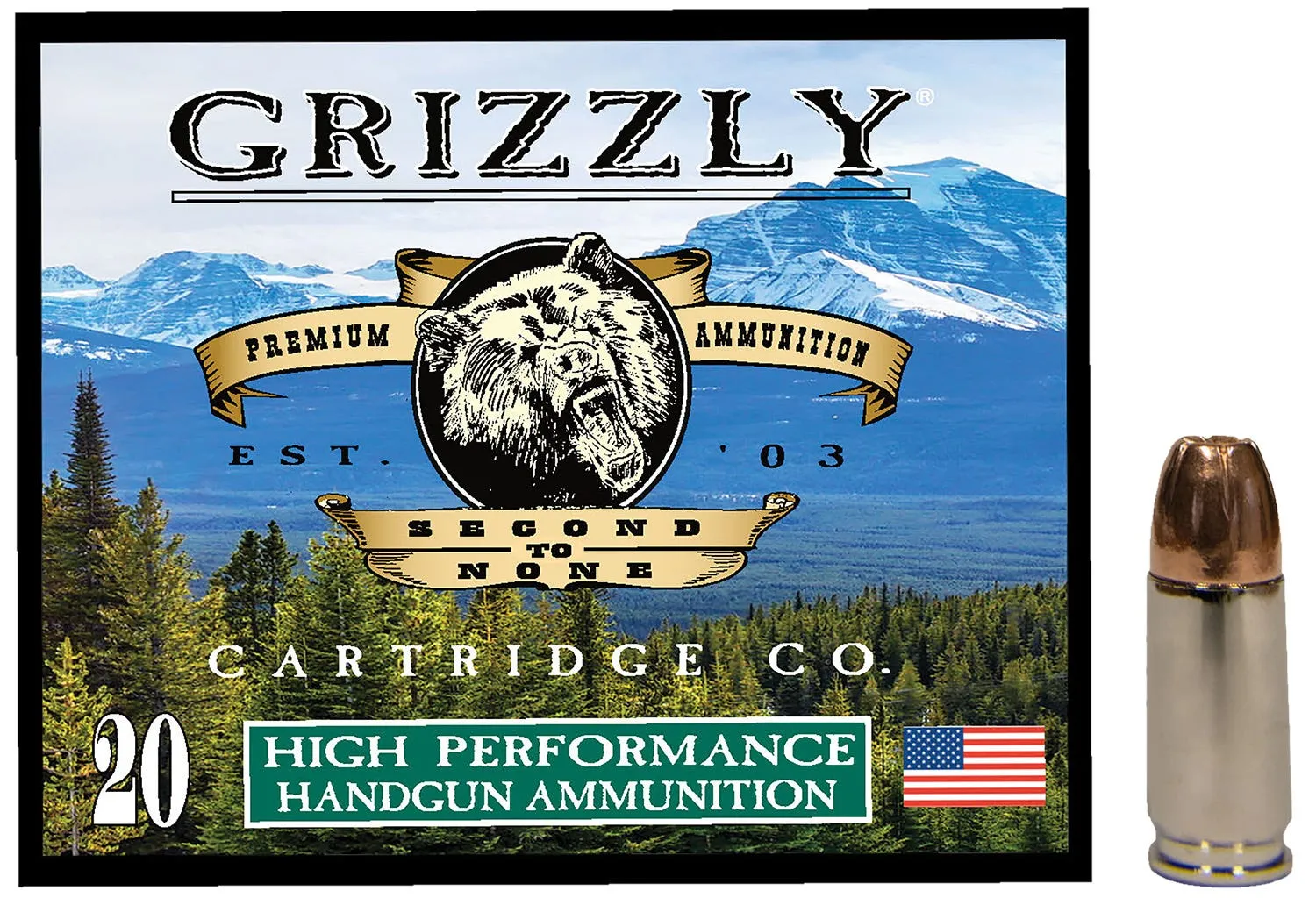 Grizzly Handgun Ammunition 9mm 124 Grain 20-Rounds JHP