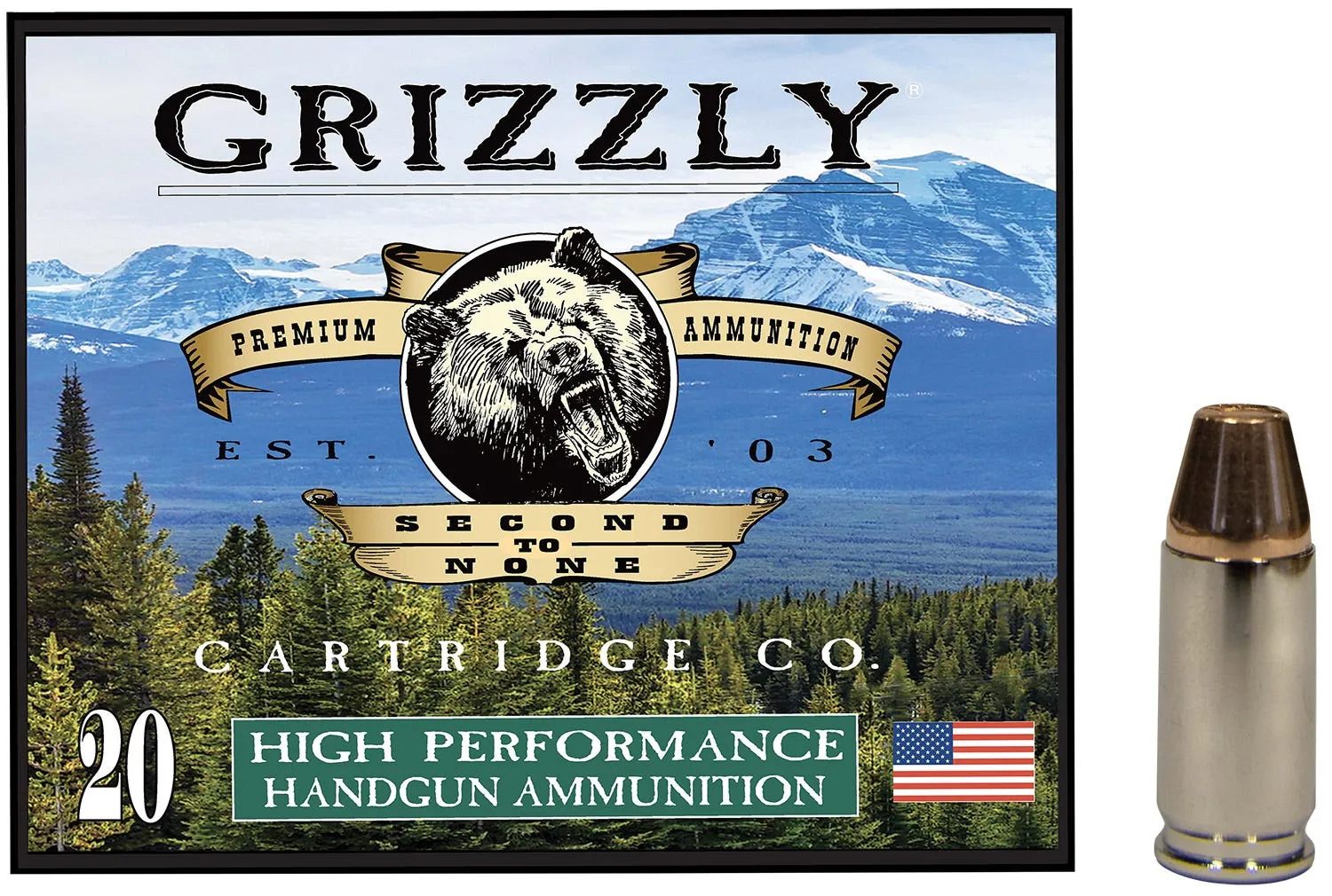 Grizzly Handgun Ammunition 9mm +P 124 Grain 20-Rounds FMJFP