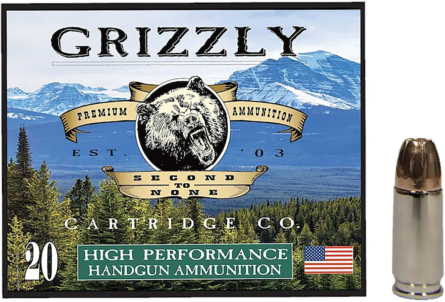 Grizzly Handgun Ammunition 9mm +P 124 Grain 20-Rounds JHP
