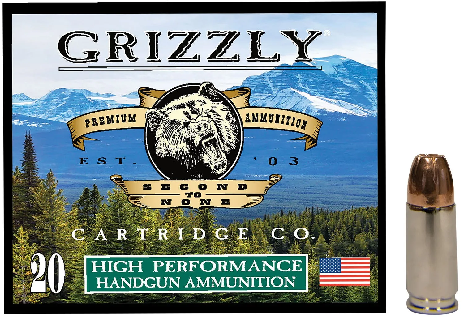 Grizzly Handgun Ammunition 9mm +P 115 Grain 20-Rounds JHP