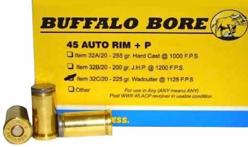 Buffalo Bore Ammunition Pistol Ammo .45 Auto Rim +P 20-Rounds 225 Grain Wadcutter
