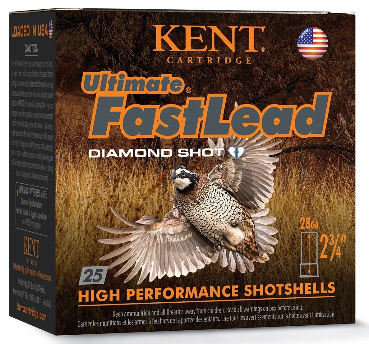 Kent Ultimate Fast Lead 28 GA-2.75 #7.5 Shot 7/8 oz 25-Rounds