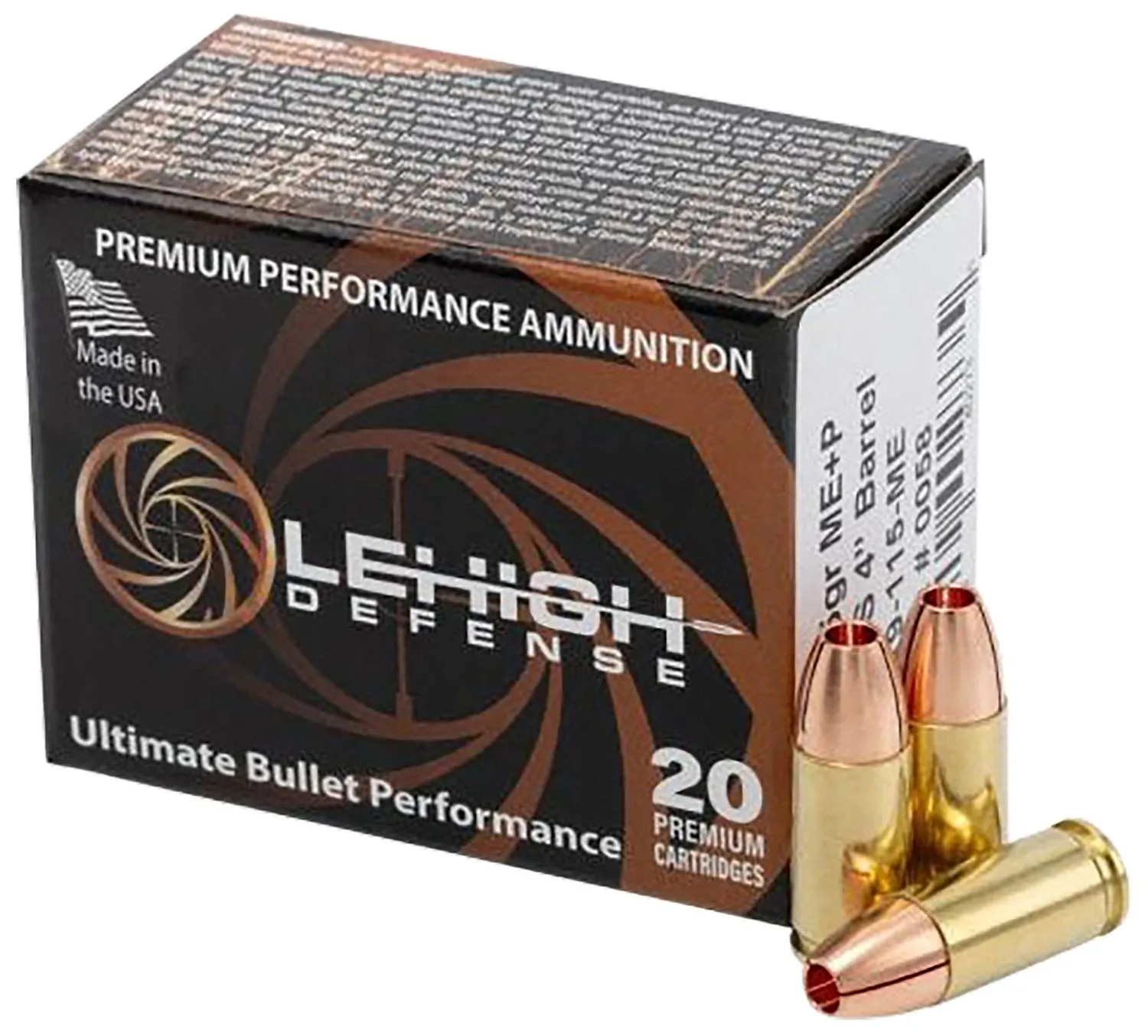 Lehigh Defense Maximum Expansion Brass 9mm+P 115 Grain 20-Rounds HP
