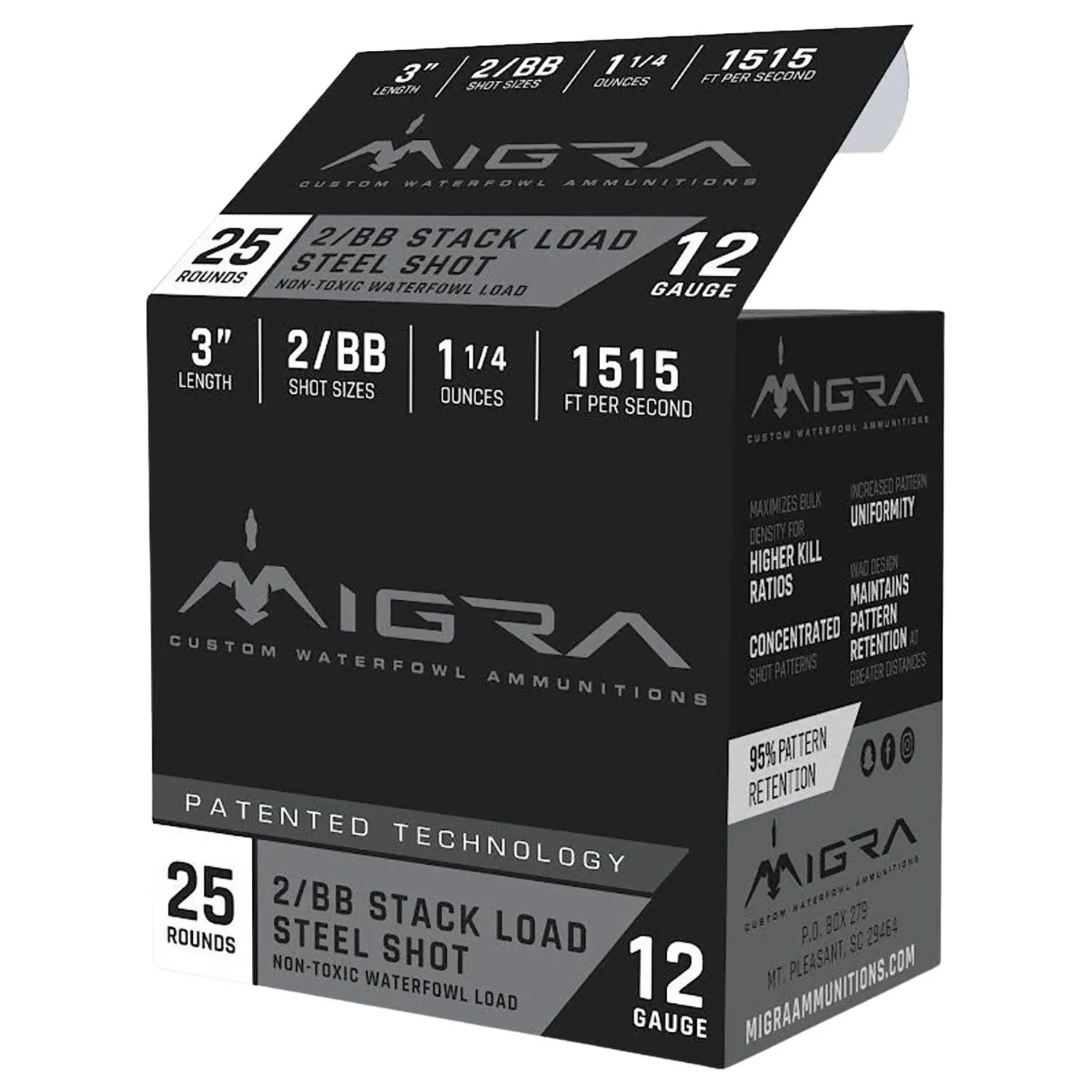 Migra Ammunitions Staxd 12 GA-3 #2 and BB Shot 1-1/4 oz 25-Rounds