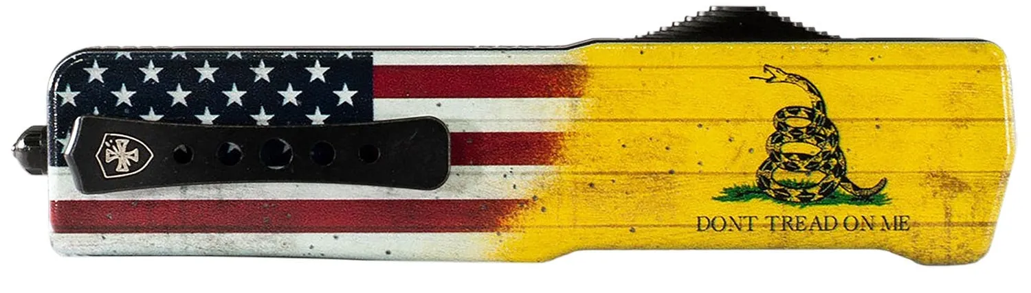 Templar Knife Premium Weighted Yellow Don t Tread On Me OTF 3 Tanto Part Serrated D2 Blade
