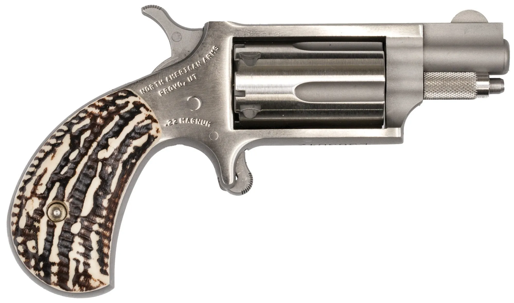 North American Arms Mini-Revolver Stainless .22 Mag 1.125 Barrel 5-Rounds Stag Grips