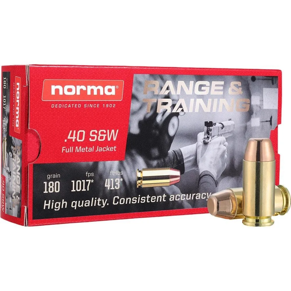 Norma Range and Training .40 SW 180 Grain 50-Rounds FMJ