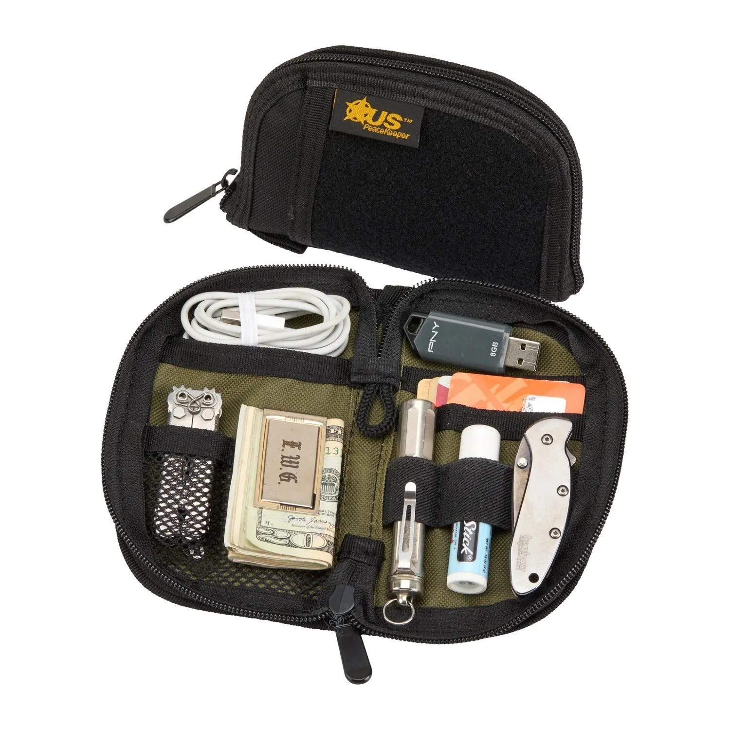 US PeaceKeeper EDC Admin Organizer Pouch Black / OD Green