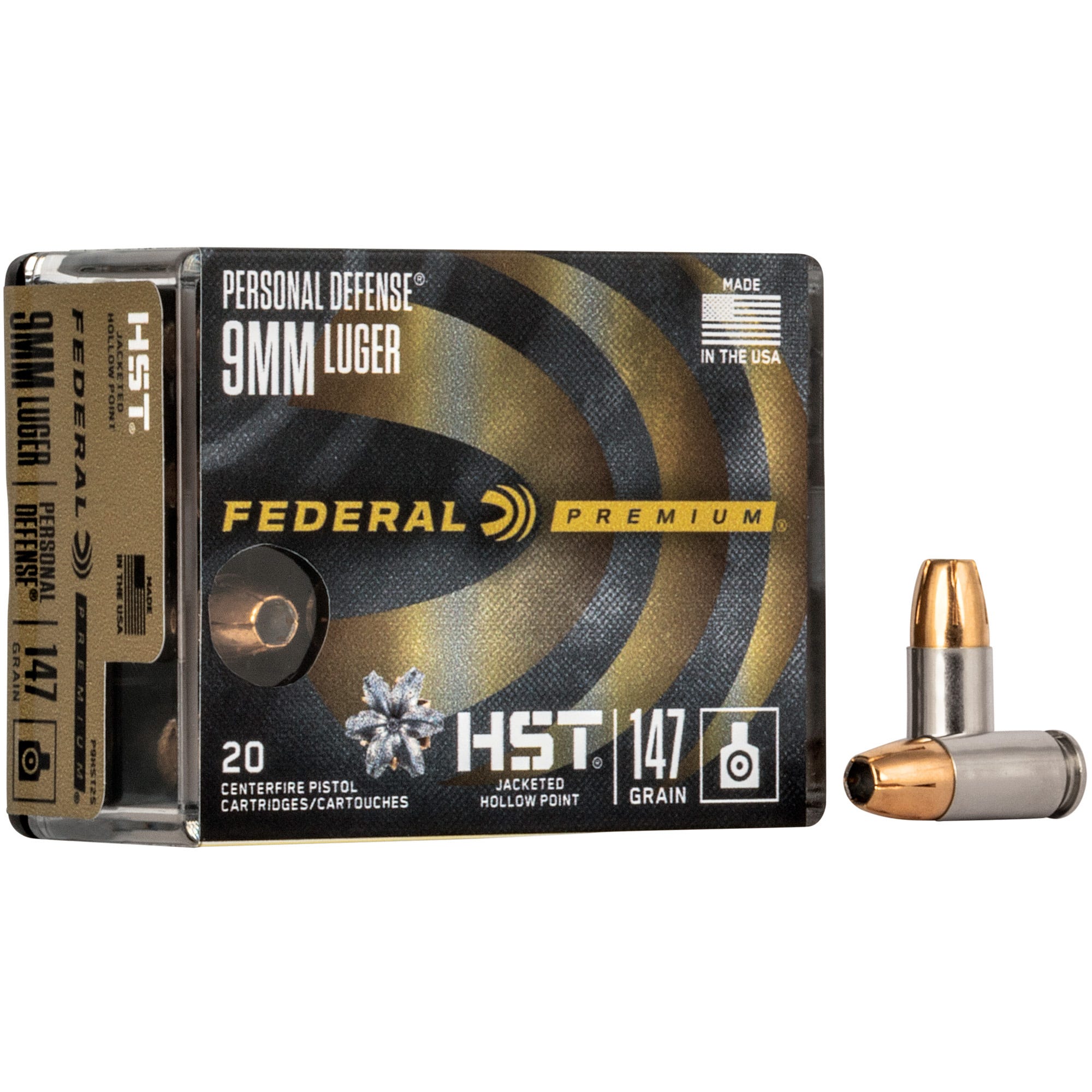 Federal Premium Personal Defense Brass 9mm 147-Grain 20-Rounds HSTJHP