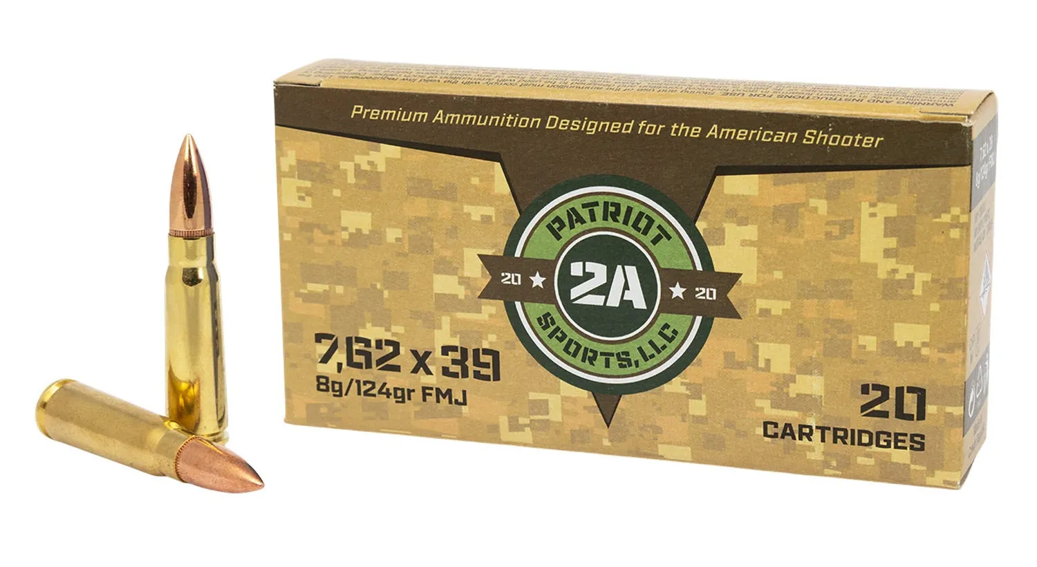 Patriot Sports Rifle Ammunition 7.62 X 39 124 Grain 20-Rounds FMJ