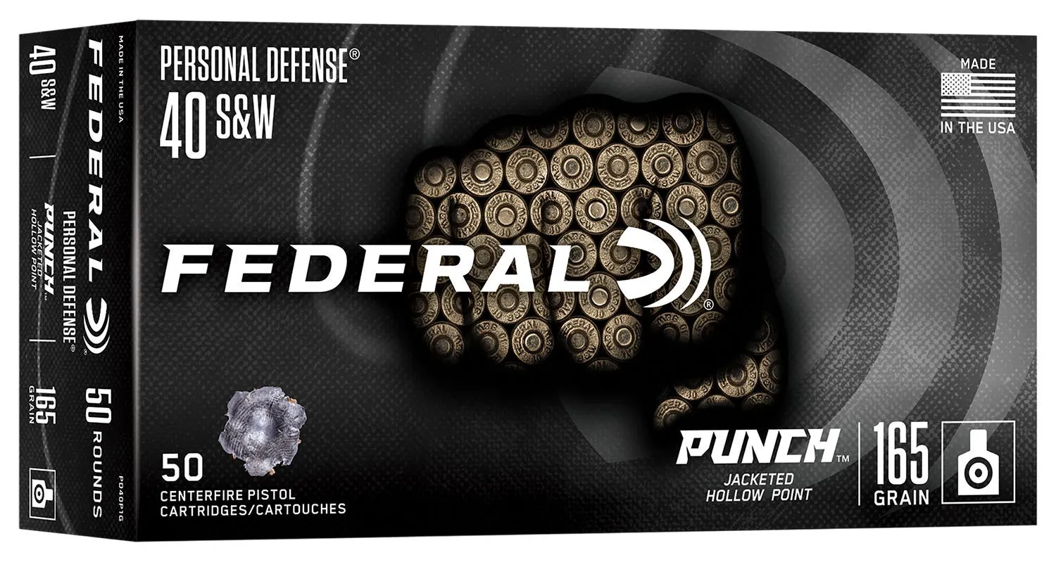Federal Handgun Ammunition Punch .40 SW 165 Grain 50-Rounds JHP