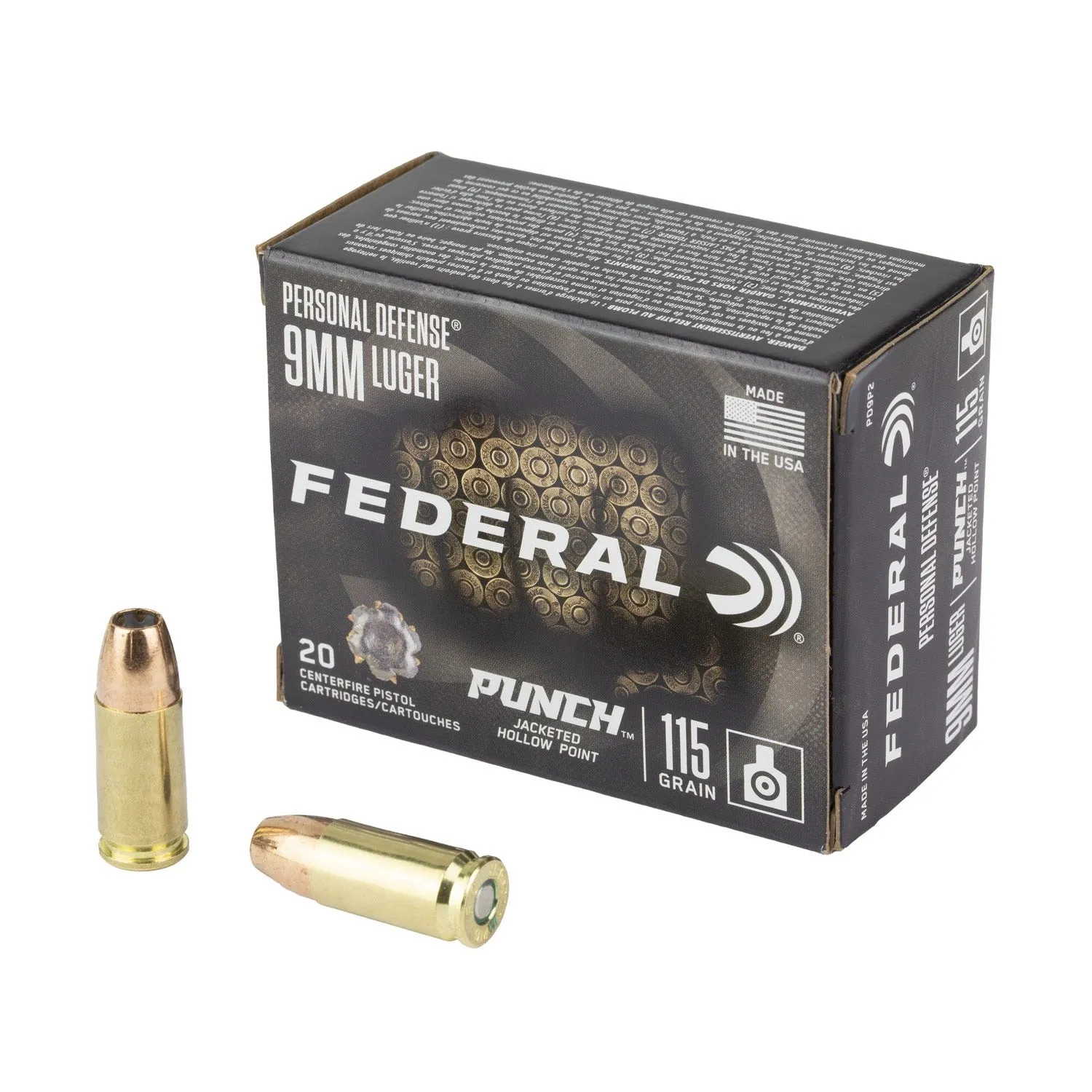 Federal Punch 9mm 115 Grain 20-Rounds JHP