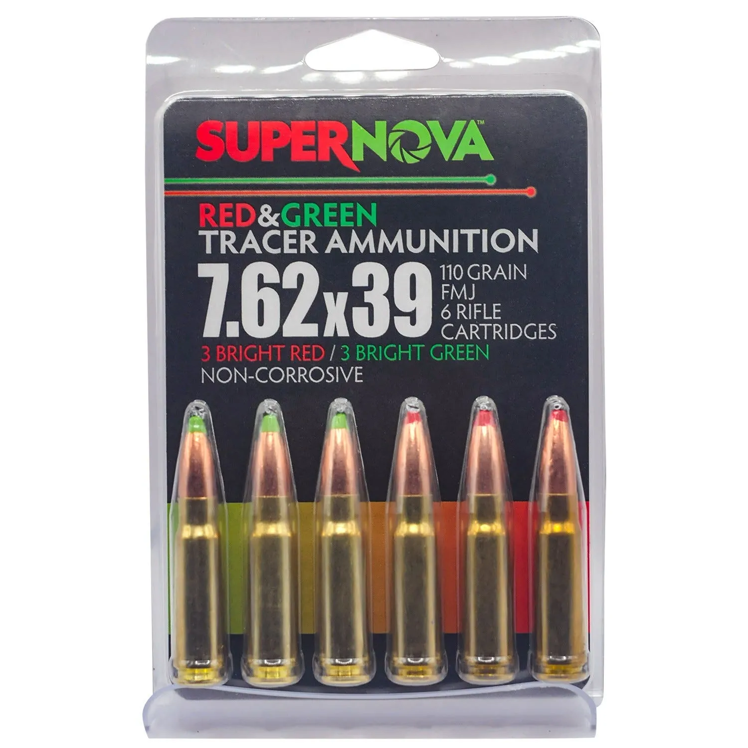 Supernova Green/Red Tracer 7.62 X 39 110 Grain 6-Rounds FMJT