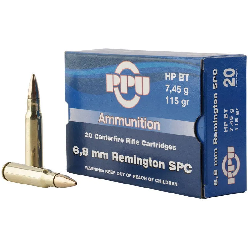 Prvi Partizan 115 Grain 6.8 SPC Ammunition 20 Rounds HPBT