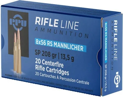 PPU Rifle Ammunition 8 X 56 208 Grain 20-Rounds JSP