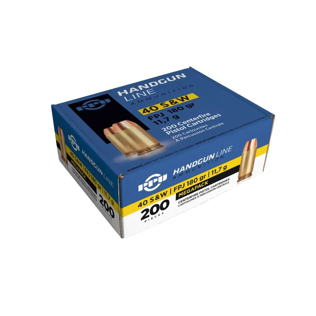 PPU Handgun Ammunition .40 SW 180 Grain 200-Rounds FMJ