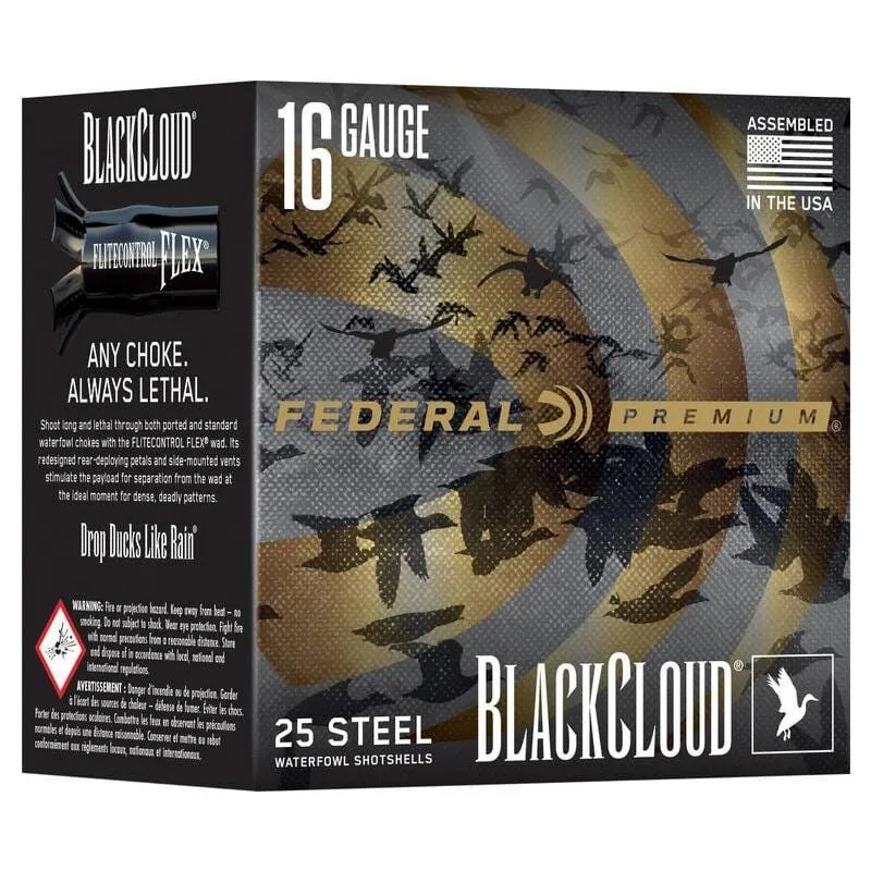 Federal Black Cloud FS Steel 16 GA-2.75 #4 Shot 7/8 oz 25-Rounds
