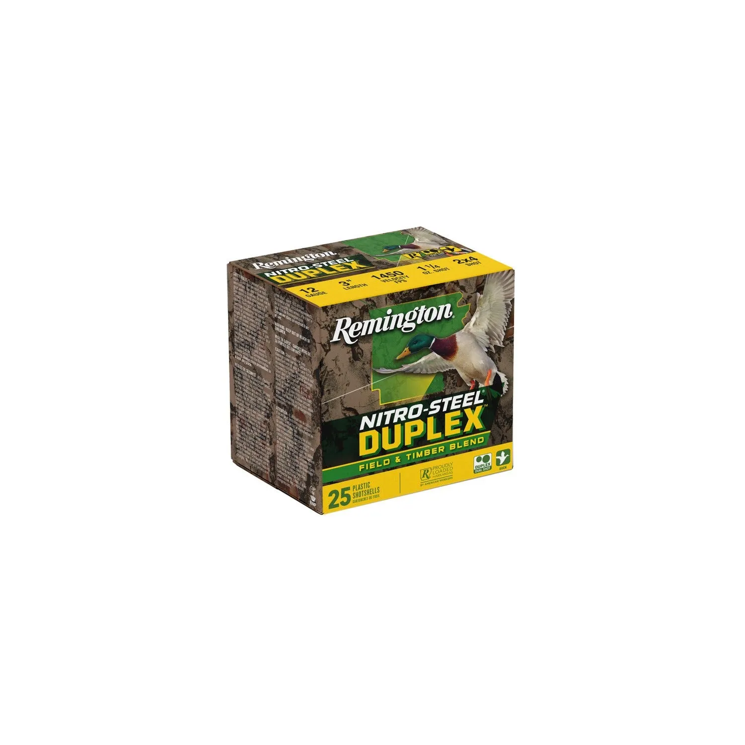 Remington Nitro Steel Duplex Field & Timber 12 GA-3 #2 and #4 Shot 1-1/4 oz 25-Rounds