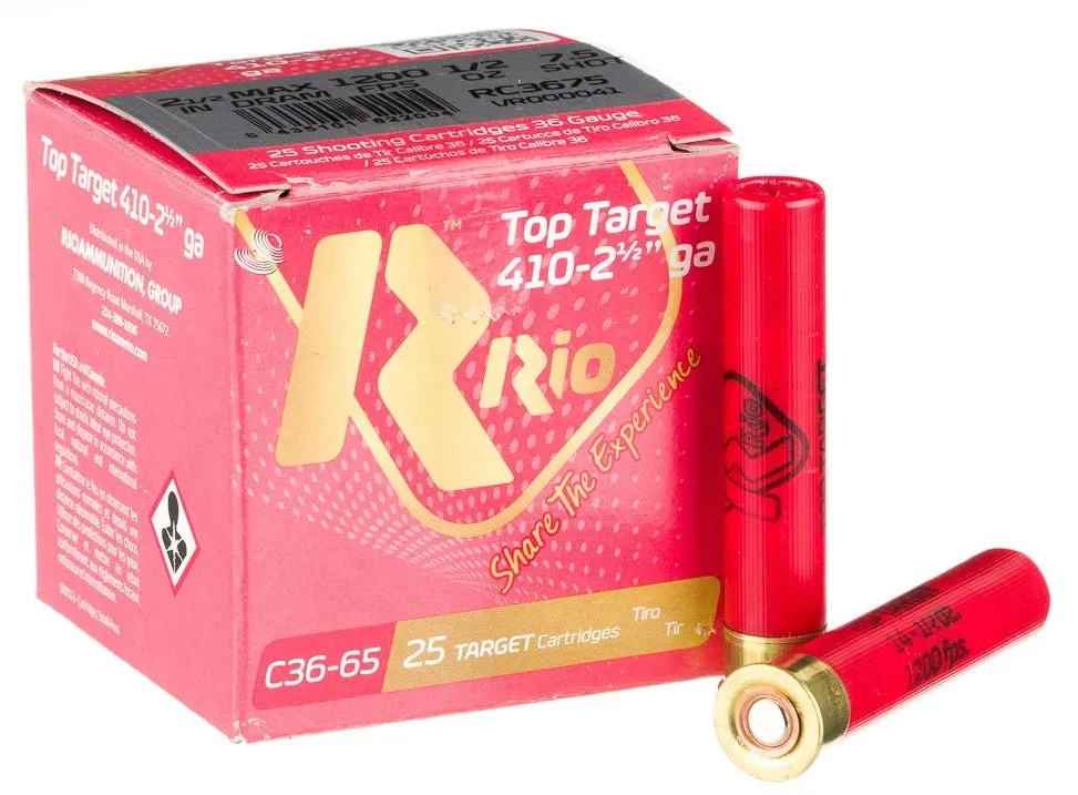 RIO Ammunition TOP TARGET .410GA 2 1/2-INCH MAX 1/2OZ #8 SHOT 25 ROUNDS PER BOX