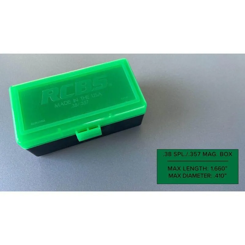 RCBS Impact Resistant Ammo Box Green .38 SPL / .357 Mag 50-Rounds