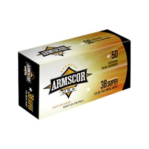 Armscor FMJ 124 grain Brass .38 Super 50Rds