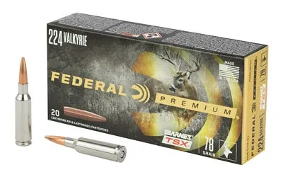 Federal Premium Barnes TSX .224 Valkyrie Ammunition 78 Grains 20 RDs