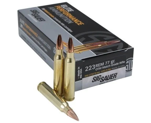 Sig Sauer Elite Match Grade Brass .223 Rem 77-Grains 20-Rounds OTM