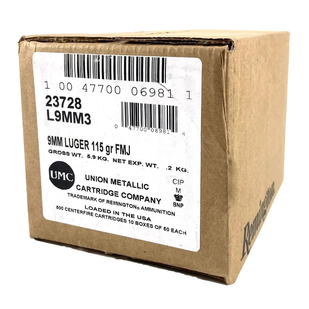 Remington UMC 9mm 115 Grain 1000-Rounds FMJ