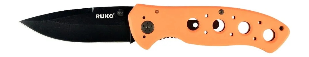 Ruko Knives 75 Series Orange Blaze Folding Clip Point 3.25 440A Blade