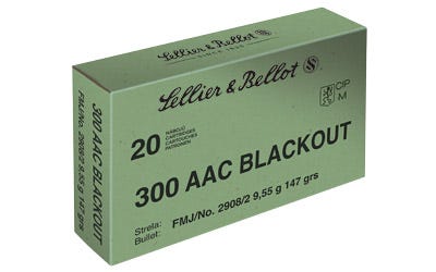 Sellier & Bellot Ammunition 147 Grains .300 Blackout 20 Rounds FMJ