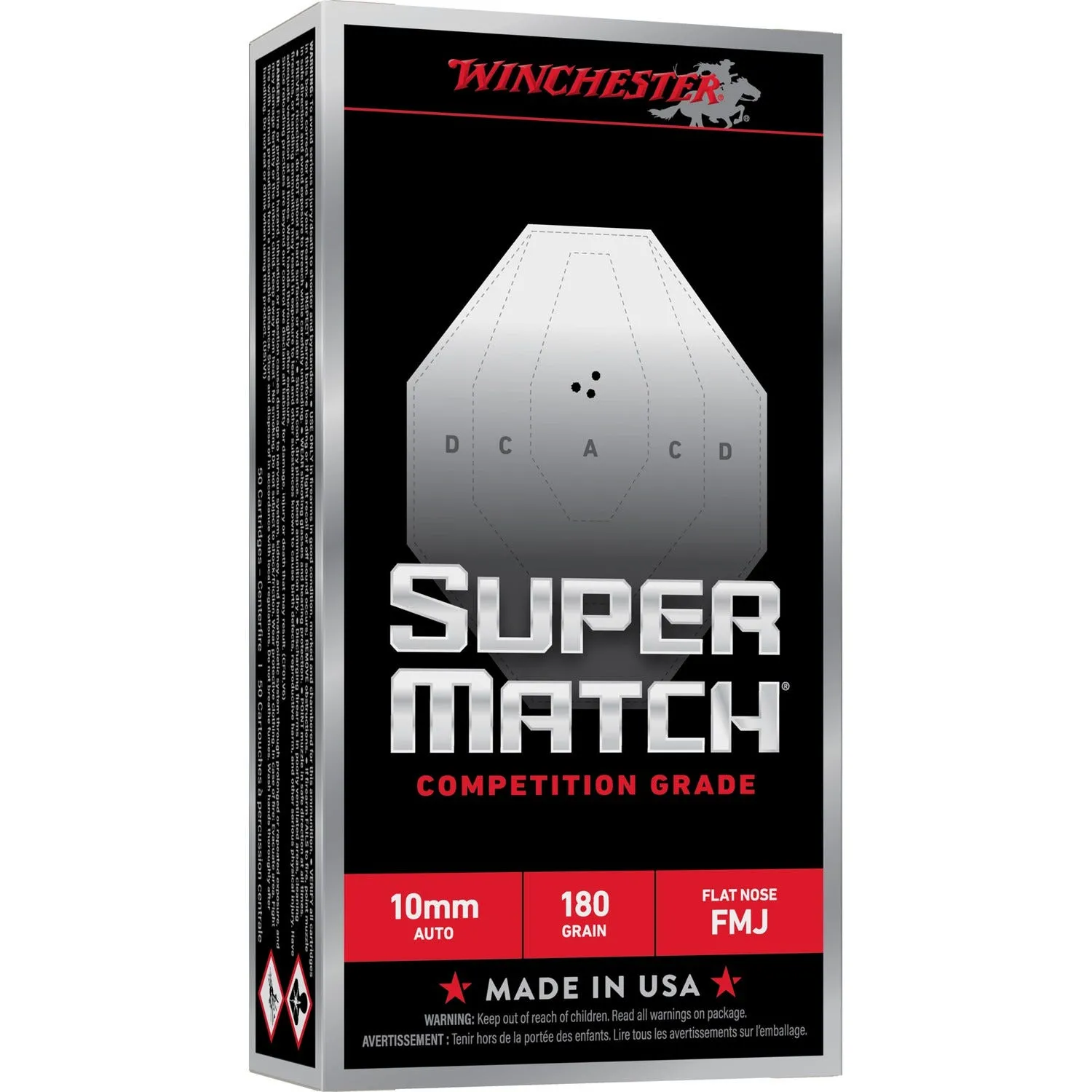 Winchester Super Match 10mm 180 Grain 50-Rounds FMJFN