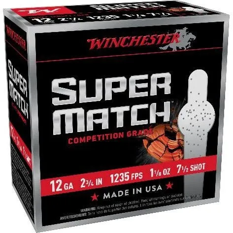 Winchester Super Match 12 GA-2.75 #7.5 Shot 1-1/8 oz 25-Rounds