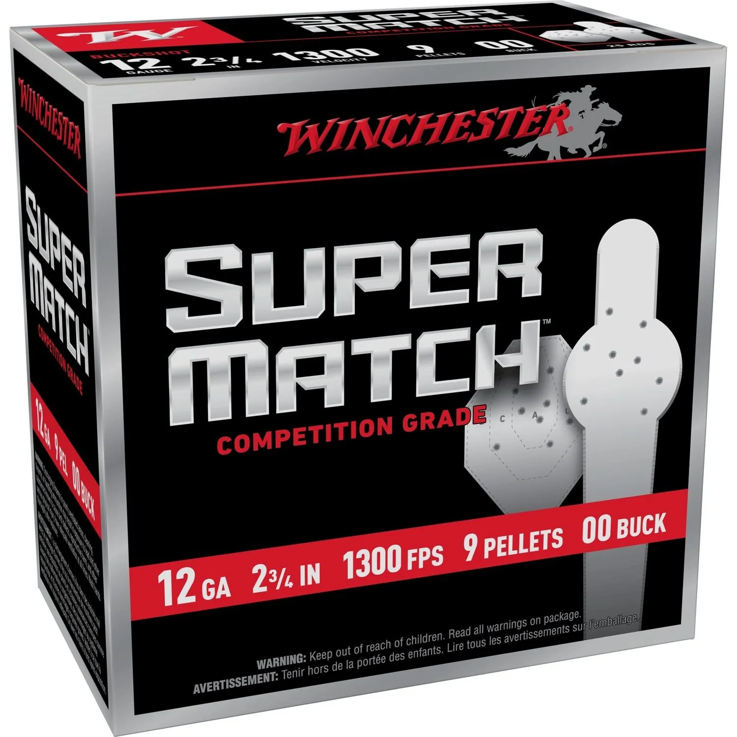 Winchester Super Match 12 GA-2.75 00 Buck Shot 9-Pellets 25-Rounds