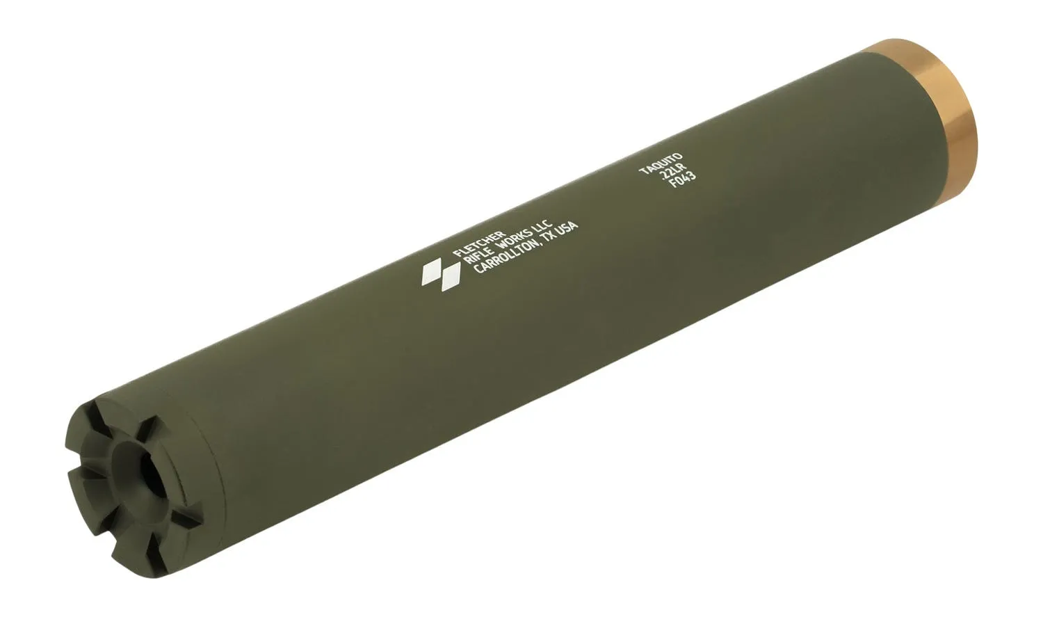 Fletcher Rifle Works Taquito OD Green .22 LR Suppressor Direct Thread 1/2x28
