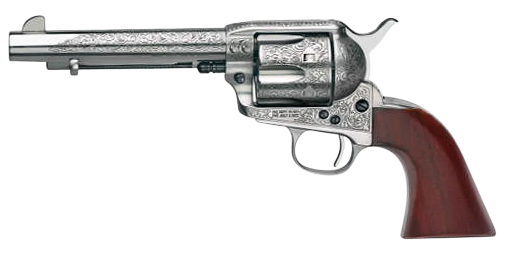 Taylors and Co 1873 Cattleman Steel .45 LC 5.5 Barrel 6-Rounds Floral Engraved