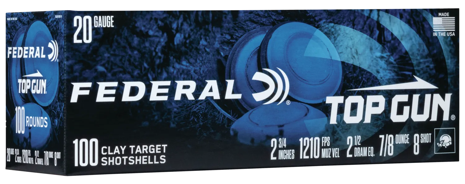 Federal Top Gun 20 GA #8 100-Rounds 2.75