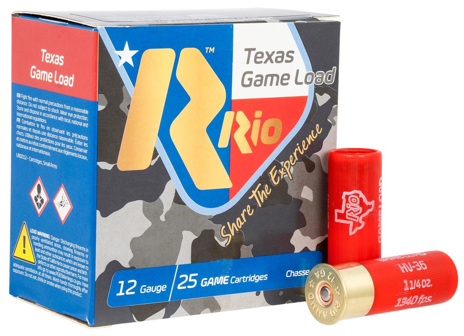Rio Ammunition Texas Game Load High Velocity 12 GA #8-Shot 25-Rounds 2.75