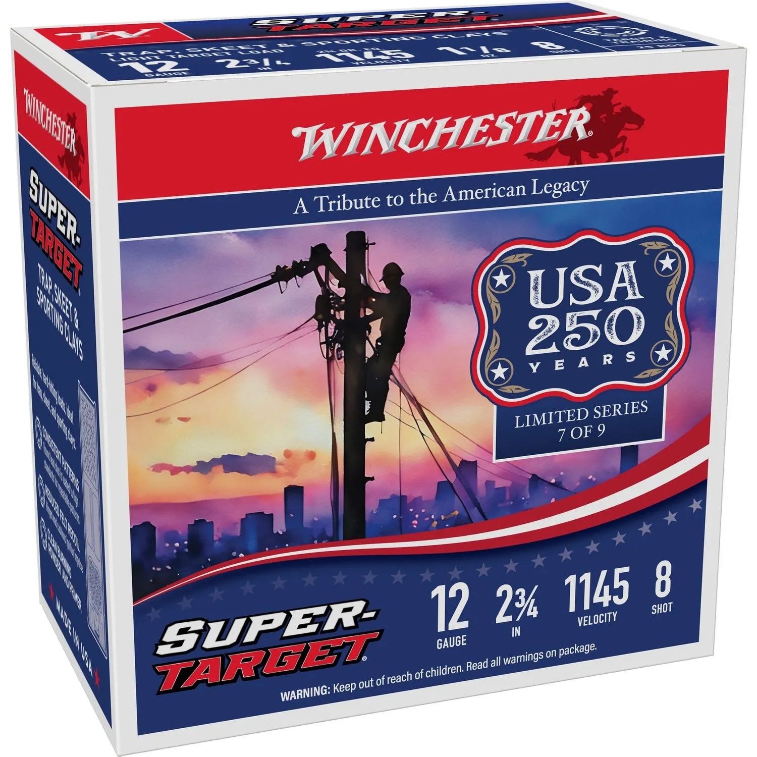 Winchester Super Target USA 250 Years 12 GA 2.75 #8 Shot 1-1/8 oz 250-Rounds