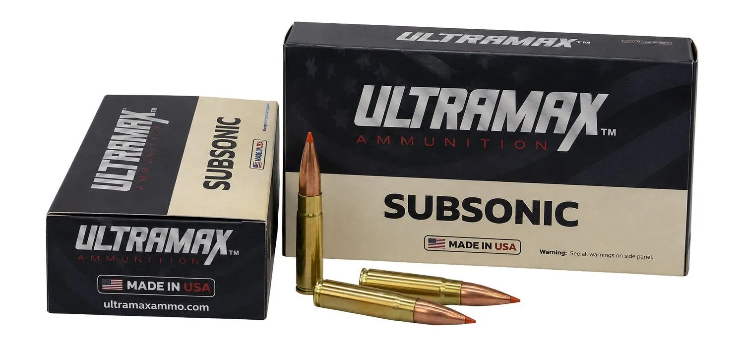 Ultramax Subsonic .300 AAC Blackout 208 Grain 20-Rounds Tipped Boat Tail A-Max