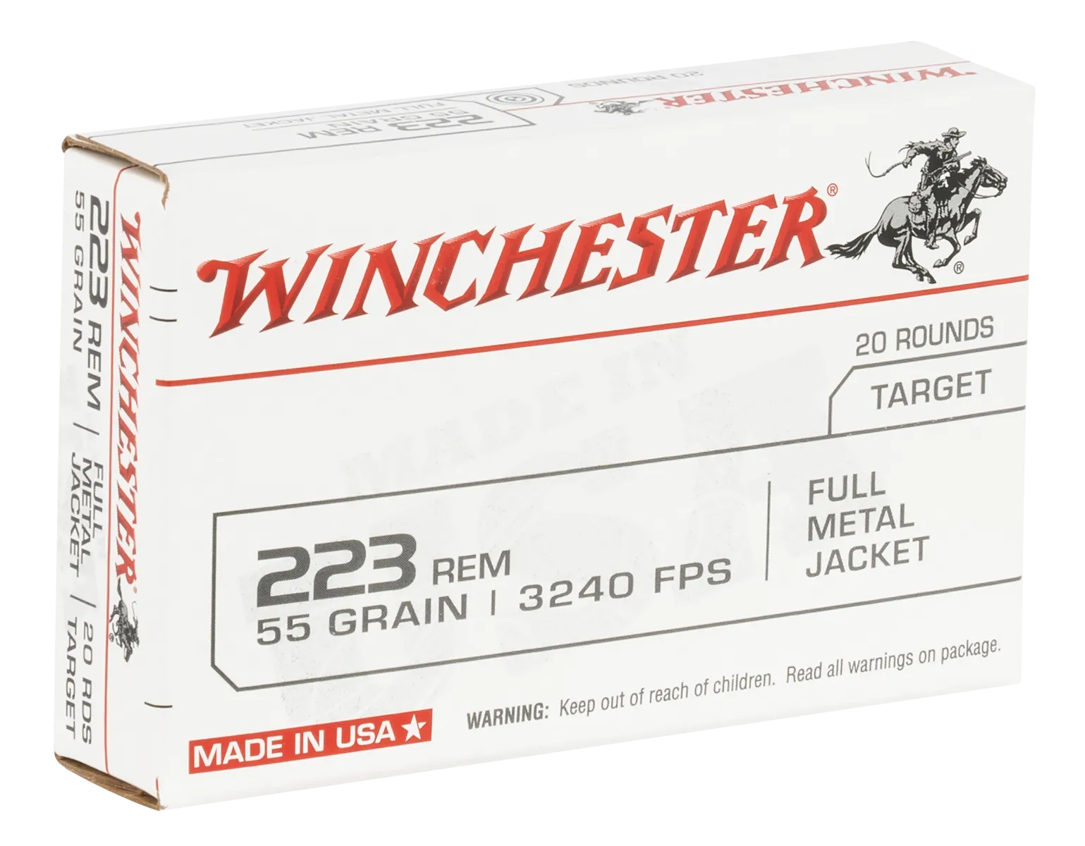 Winchester USA Lake City Brass .223 Rem 55-Grain 20-Rounds FMJ