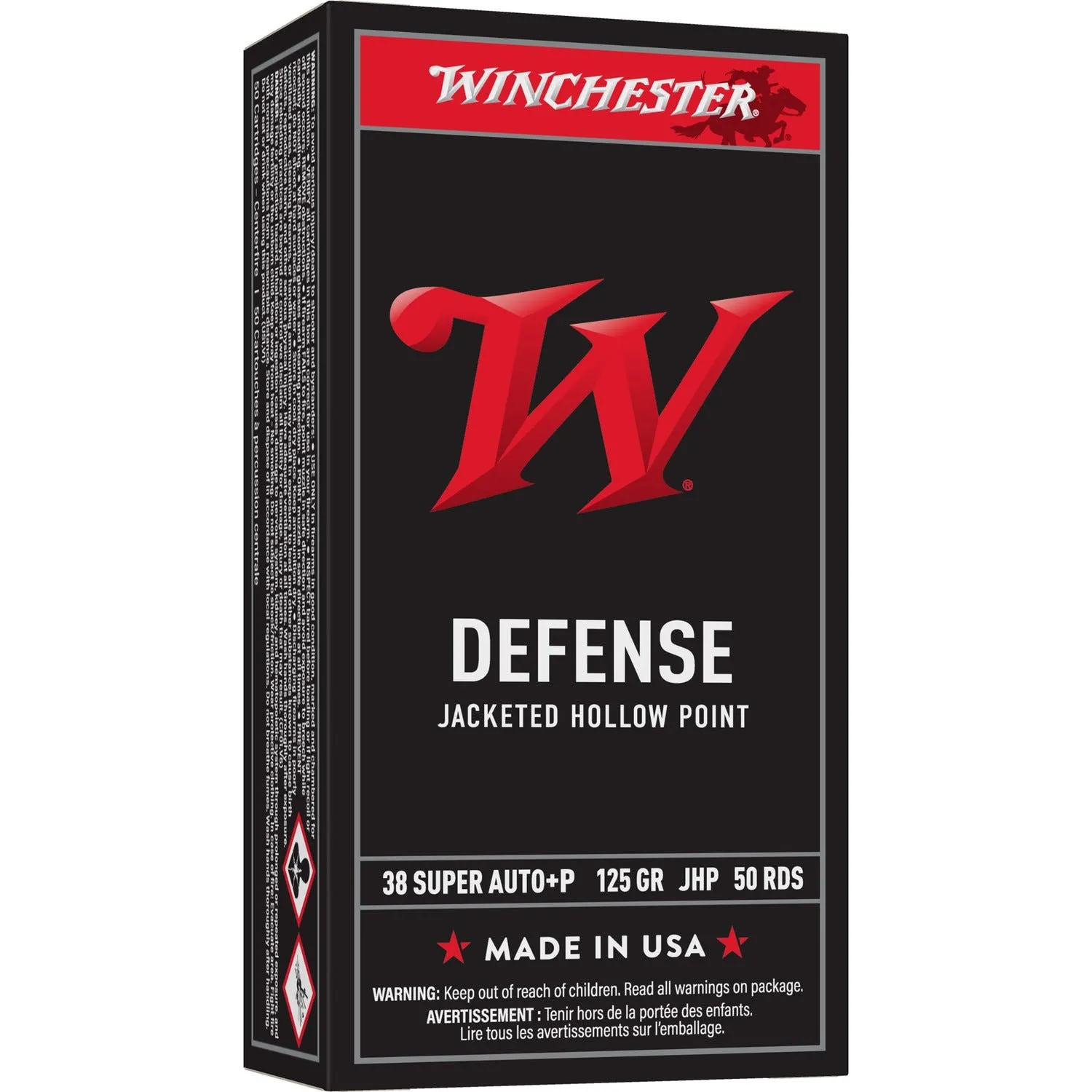Winchester USA White Box .38 Super 125 Grain 50-Rounds JHP